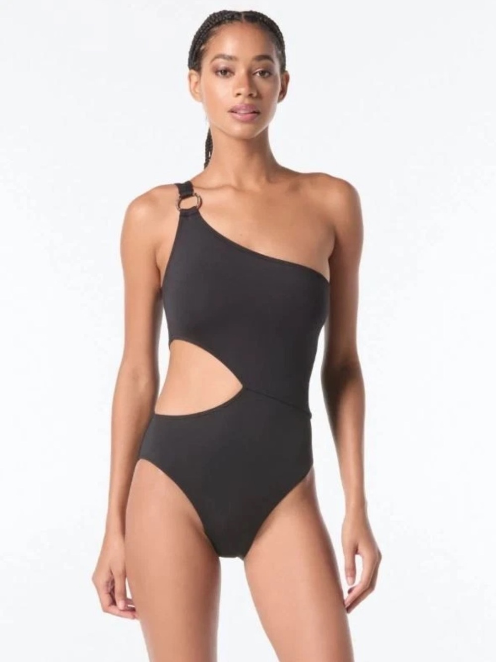 NWT Asymmetrical One-Shoulder Cutout Swimsuit in Navy retails for $118.